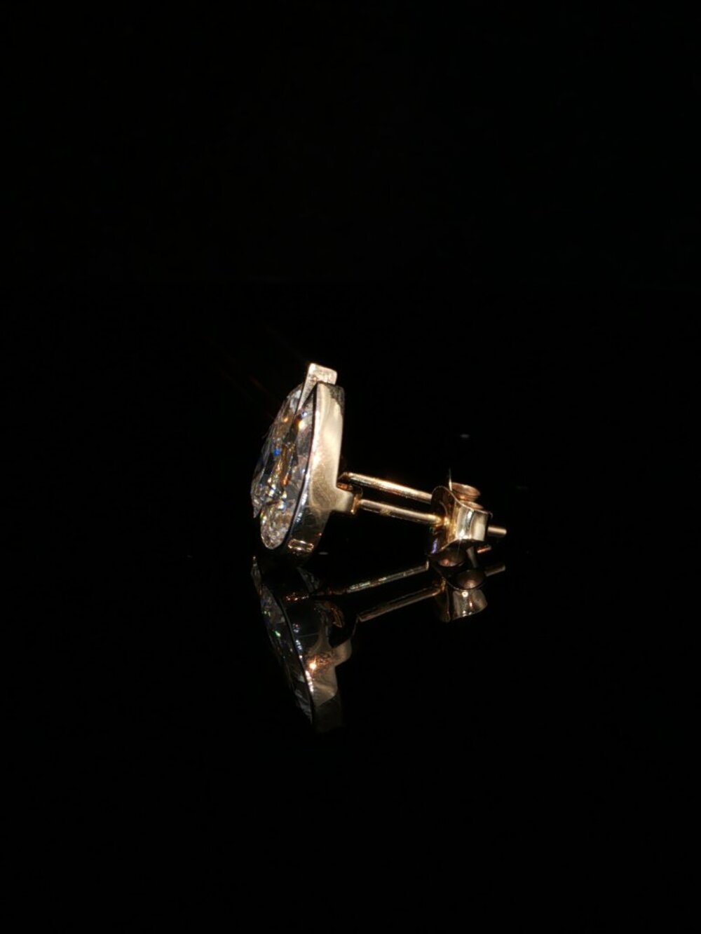 4.00 CTW Pear-Shaped Lab-Grown Diamond Bezel Stud Earrings - 14K Yellow Gold